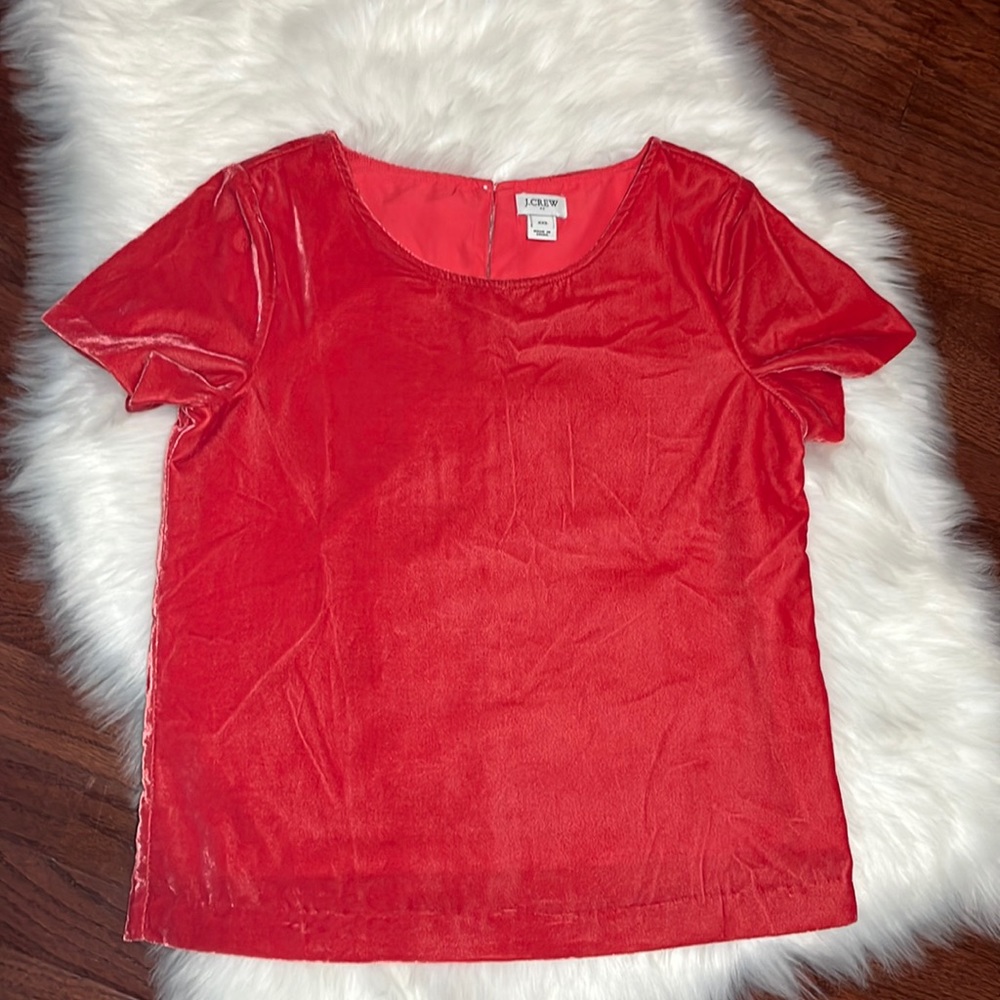 Like New JCrew Coral Velvet Top